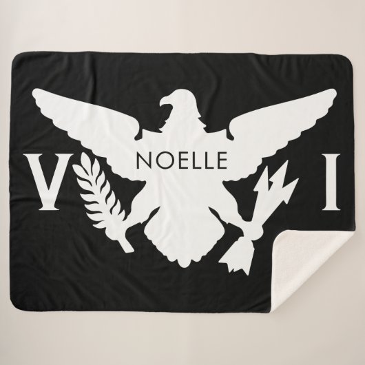 Couverture Sherpa Drapeau des îles Vierges américaines, noir et blan (Devant (Horizontal))