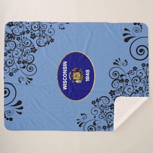 Couverture Sherpa Drapeau du Wisconsin (Devant (Horizontal))