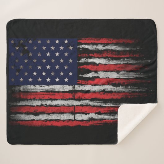 Couverture Sherpa Drapeau Grunge U.S.A (Devant (Horizontal))