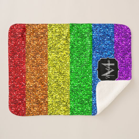 Couverture Sherpa Drapeau LGBT vibrante parties scintillant arc-en-c (Devant (Horizontal))