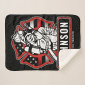 Couverture Sherpa Drapeau patriotique personnalisé de pompier (Devant (Horizontal))