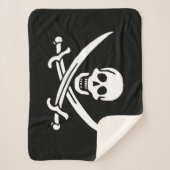 Couverture Sherpa Drapeau pirate crâne épées croisées (Devant)