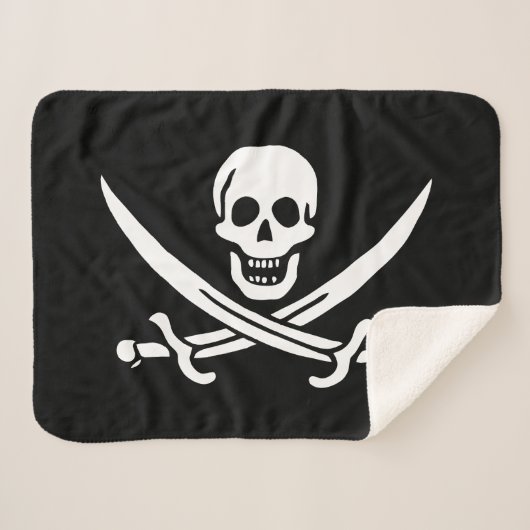 Couverture Sherpa Drapeau pirate crâne épées croisées (Devant (Horizontal))