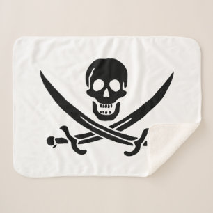 Couverture Sherpa Drapeau pirate crâne épées croisées