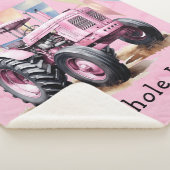 Couverture Sherpa Drapeau rose Tracteur Aquarelle fille Baby shower (3/4)