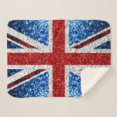Couverture Sherpa Drapeau rouge bleu blanc brillant parties scintill (Devant (Horizontal))