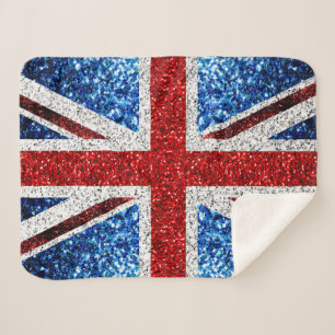Couverture Sherpa Drapeau rouge bleu blanc brillant parties scintill