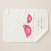Couverture Sherpa Drawn Rainbow Pink Birdy Baby Birth Stat (Devant (Horizontal))