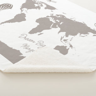 Couverture Sherpa Dream Big World Traveler Nom de bébé personnalisé