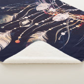 Couverture Sherpa Dreamcatcher, branches, style boho, art numérique. (3/4)