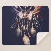 Couverture Sherpa Dreamcatcher, branches, style boho, art numérique. (Devant (Horizontal))