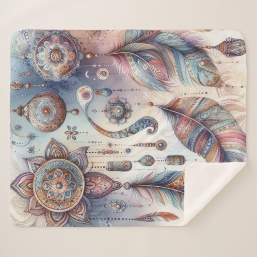 Couverture Sherpa Dreamcatcher sur un thème bohème (Devant (Horizontal))