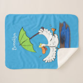 Couverture Sherpa Drôle canard avec parapluie dessin animé (Devant (Horizontal))