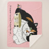 Couverture Sherpa Drôle Chat Tacheté Gâté Nourrir Rose (Devant)