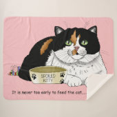 Couverture Sherpa Drôle Chat Tacheté Gâté Nourrir Rose (Devant (Horizontal))