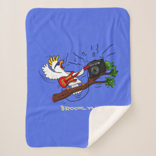 Couverture Sherpa Drôle cockatoo jouant de la guitare rock dessin an