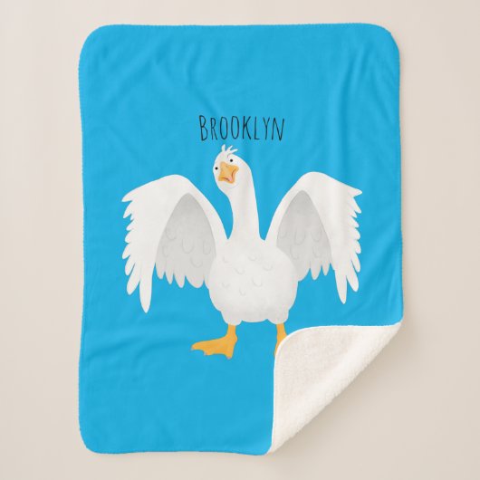 Couverture Sherpa Drôle curieuse dessin animé d'oie domestique (Devant)