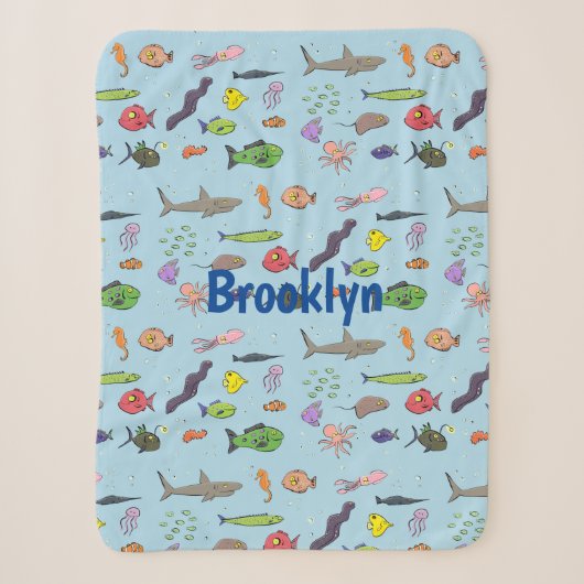 Couverture Sherpa Drôle des créatures marines dessin motif (Devant)