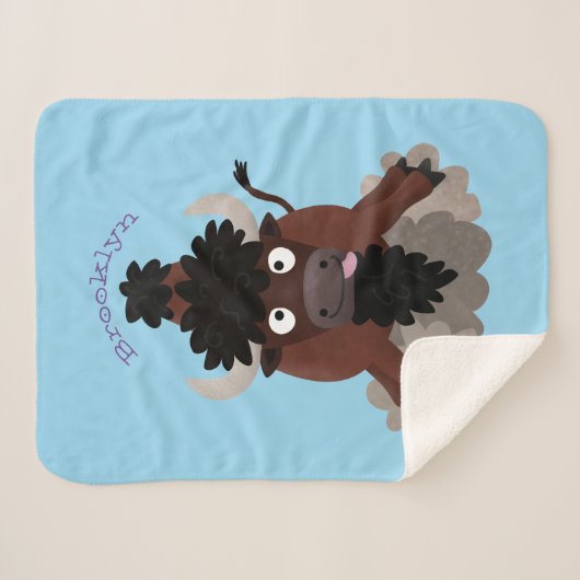 Couverture Sherpa Drôle dessin animé de bison de buffle (Devant (Horizontal))