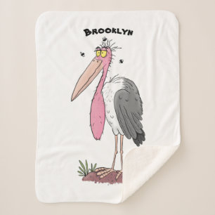 Couverture Sherpa Drôle dessin animé de cigogne en marabou
