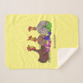 Couverture Sherpa Drôle dessin animé de poulets de tricot (Devant (Horizontal))