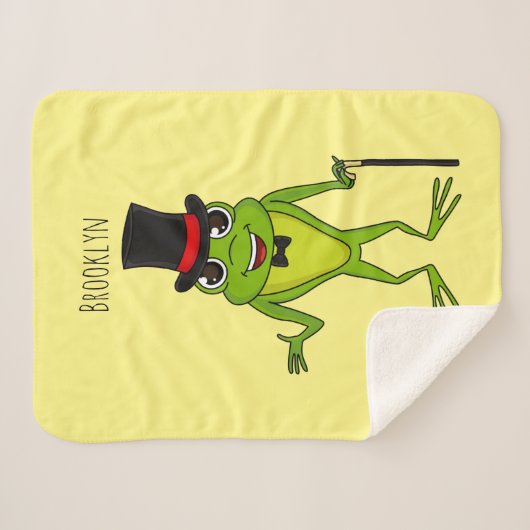 Couverture Sherpa Drôle grenouille avec chapeau dessus dessin animé (Devant (Horizontal))