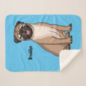 Couverture Sherpa Drôle joyeux dessin animé de chien de carlin (Devant (Horizontal))