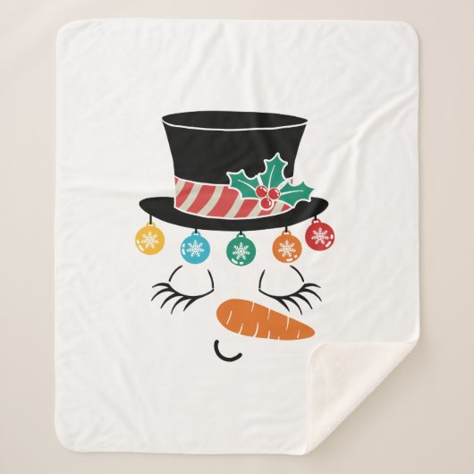 Couverture Sherpa Drôle Noël Snowman Casquette visage (Devant)