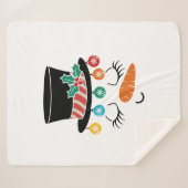 Couverture Sherpa Drôle Noël Snowman Casquette visage (Devant (Horizontal))