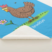 Couverture Sherpa Drôle poulet rustique whimsical dessin animé (3/4)