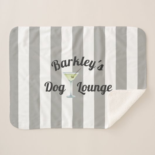 Couverture Sherpa Drôle salon chien personnalisé Taupe Stripes (Devant (Horizontal))