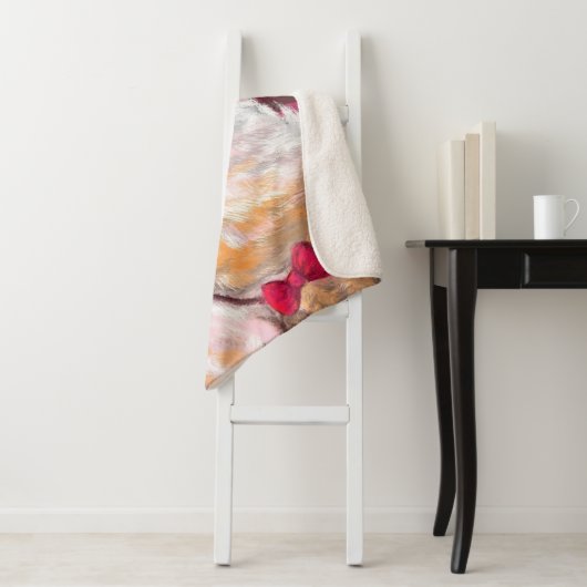 Couverture Sherpa Drôle Sherpa Blanket Porc à mâcher avec Rose (En situation)