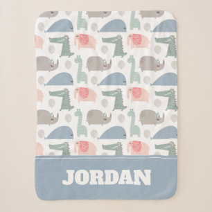 Couverture Sherpa Drôle Visage mignon Doodle Motif animal