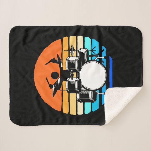 Couverture Sherpa Drummer Retro Vintage (Devant (Horizontal))