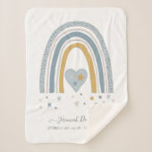 Couverture Sherpa Dusty Blue Modern Rainbow Birth Stats Garçon Baby (Devant)
