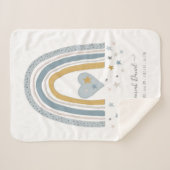 Couverture Sherpa Dusty Blue Modern Rainbow Birth Stats Garçon Baby (Devant (Horizontal))