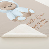 Couverture Sherpa Dusty Blue Teddy Bear Bébé statistiques de naissan (3/4)