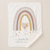 Couverture Sherpa Dusty Pink Modern Rainbow Birth Stats Girl Baby (Devant)