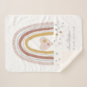 Couverture Sherpa Dusty Pink Modern Rainbow Birth Stats Girl Baby (Devant (Horizontal))