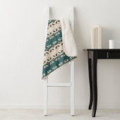 Couverture Sherpa Earth Grid Teal and Brown  (En situation)