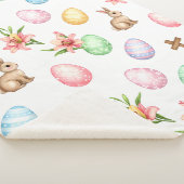 Couverture Sherpa Easter Grace – Seamless Pastel Bunny & Cross Patte (3/4)