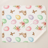 Couverture Sherpa Easter Grace – Seamless Pastel Bunny & Cross Patte (Devant (Horizontal))