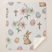 Couverture Sherpa Easter Whimsy – Seamless Bunny & Lily Pattern (Devant)