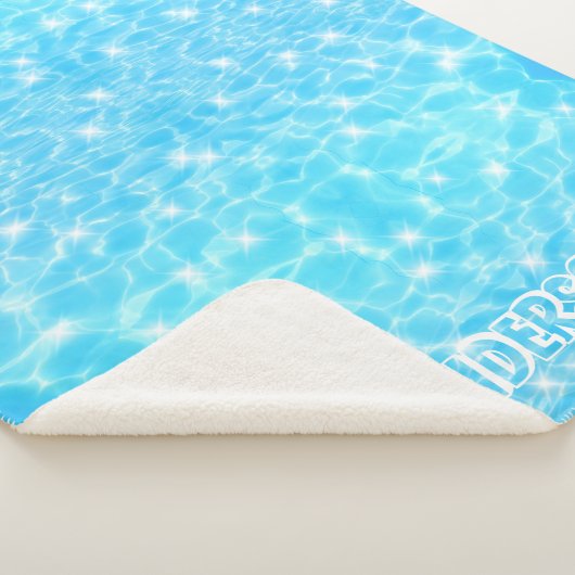 Couverture Sherpa Eau ondule textures eau moderne nom personnalisé (3/4)