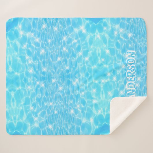 Couverture Sherpa Eau ondule textures eau moderne nom personnalisé (Devant (Horizontal))