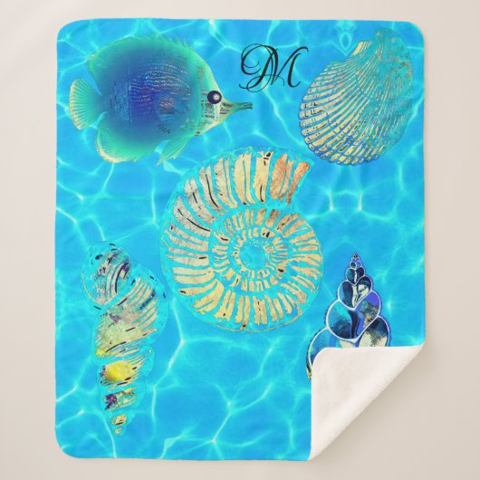 Couverture Sherpa Eau transparente Aqua Turquoise (Devant)