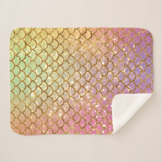 Couverture Sherpa Ébalance de sirène or rose violet vert (Devant (Horizontal))