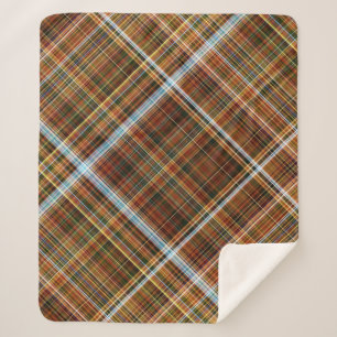 Couverture Sherpa Écarlate Sycomore Marron, Vert et Bleu à Carreaux