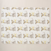 Couverture Sherpa Écharpe Jaune Clair Anniversaire Chien Blanc (Devant (Horizontal))