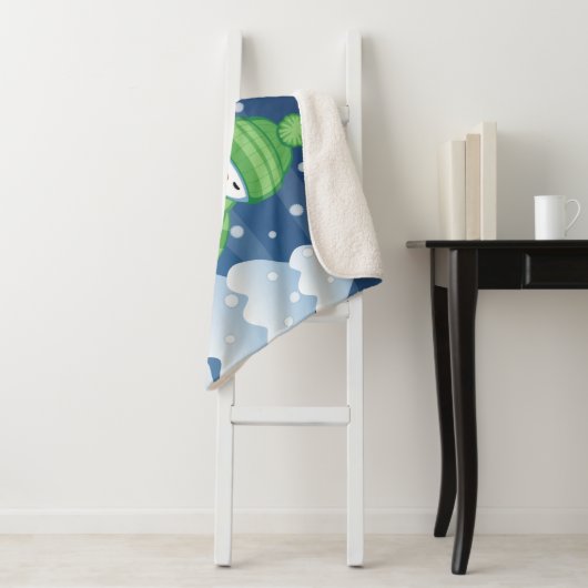 Couverture Sherpa Écharpe Tricot Snowman (En situation)